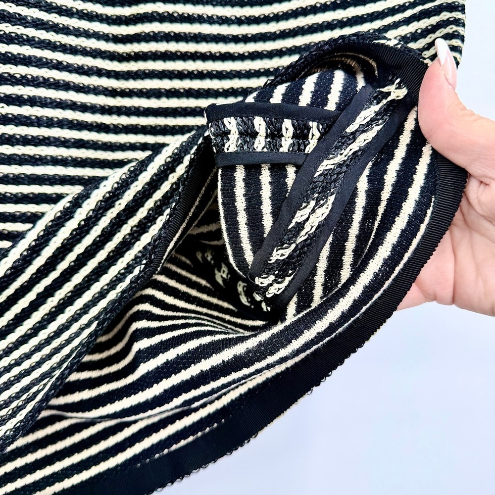 LES COPAINS Striped Raffia Woven Pencil Skirt Made In Italy 42 - Picture 5 of 10